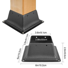 Black powder-coated steel deck post base skirt designed for 4x4 inch posts, pack of 10.