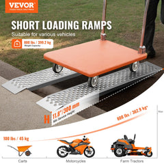 Two 47.2-inch aluminum loading ramps with anti-slip design and 880 lbs capacity.