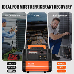 Bostome 1 HP dual cylinder refrigerant recovery machine with HD display and adjustable knob.