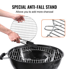 Round 21-inch iron cooking grate designed for kettle grills, featuring a rust-proof surface.
