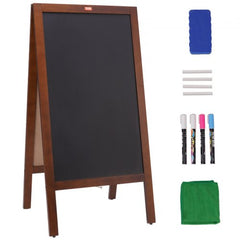 A rustic brown wooden A-frame chalkboard sign measuring 20"x40" for versatile displays.