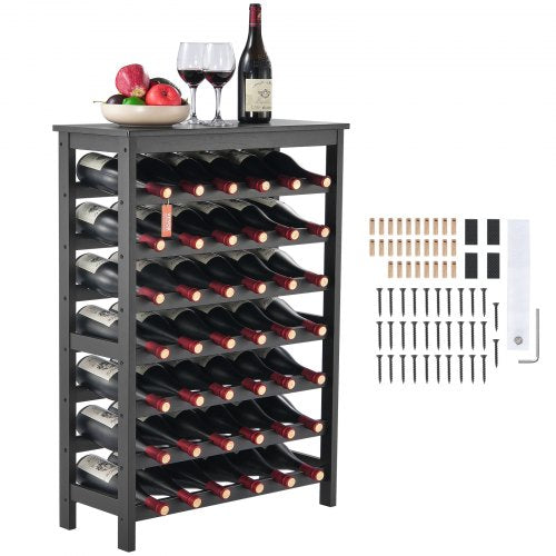 Seven-tier bamboo wine rack holding up to 42 bottles with a smooth, natural finish.