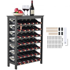 Seven-tier bamboo wine rack holding up to 42 bottles with a smooth, natural finish.