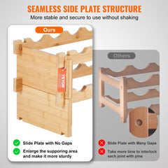 Bostome 18-bottle bamboo wine rack with a modular 2-tier design for easy storage and access.