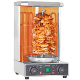 Bostome Electric Shawarma Grill Machine with two burners and stainless steel construction.