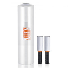 Clear stretch film roll, 15 inches wide and 1200 feet long, for industrial wrapping.