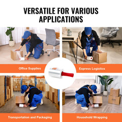 Clear stretch film rolls with handles, 5 inches wide and 1000 feet long, in a 2-pack.