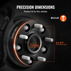 Black Bostome 1.5-inch wheel spacers made of forged aluminum, includes 4 pieces.