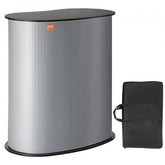 Foldable black portable tradeshow podium table with carrying bag, 35.43" x 19.29" x 37.01".