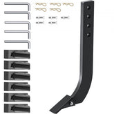 Set of five 18-inch black box blade scarifier shanks with teeth and mounting hardware.