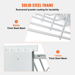 Wall-mounted blueprint storage rack with solid steel frame, 6mm thick steel mesh, and 12 pivot brackets.