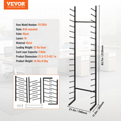 16-tier vertical blueprint storage rack on wheels, designed for organizing rolled documents.