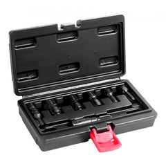 Seven-piece metric thread chaser set for automotive rethreading, made of heat-treated carbon steel.