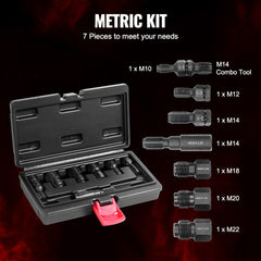 Bostome 7PC Metric Thread Chaser Set in a carry case with various precision tools for automotive repairs.