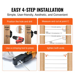 Bostome 102 pack of stainless steel threaded studs for 1/8" cable railing installation.