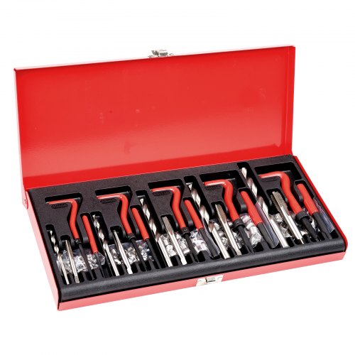 166-piece Helicoil thread repair kit with tools and inserts for M5-M12 rethreading.
