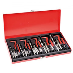 166-piece Helicoil thread repair kit with tools and inserts for M5-M12 rethreading.