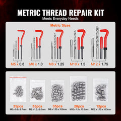 Bostome 166-piece helicoil thread repair kit with tools and inserts for metric M5-M12 threads.