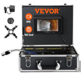 Bostome sewer camera in aluminum case with 7-inch screen, 66ft IP68 cable, DVR, and 16GB card.