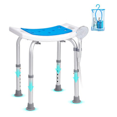 Bostome adjustable shower chair with non-slip feet and cushioned seat for comfort and safety.