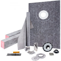 Bostome watertight shower curb kit with ABS offset drain and high-density foam shower tray.
