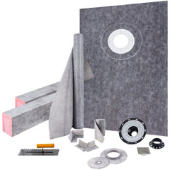 Bostome 38"x60" watertight shower curb kit with ABS offset drain and high-density foam tray.