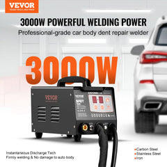 Bostome 3KW Spot Welder Dent Puller with two welding guns and a portable toolbox for car repairs.