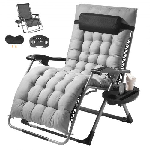 Gray 33" zero gravity recliner lounge chair with removable cushion and adjustable recline.
