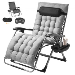 Gray 33" zero gravity recliner lounge chair with removable cushion and adjustable recline.