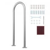 Silver gray aluminum pool handrail with a one-piece design, suitable for indoor or outdoor use.