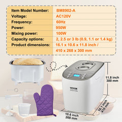 Bostome 3LB bread maker with digital controls and three loaf size options for easy baking.