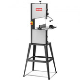 10-inch benchtop band saw with adjustable speeds, tilting table, and integrated stand.