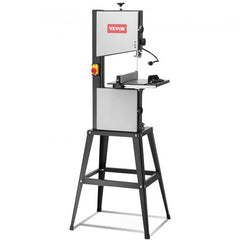 10-inch benchtop band saw with adjustable speeds, tilting table, and integrated stand.