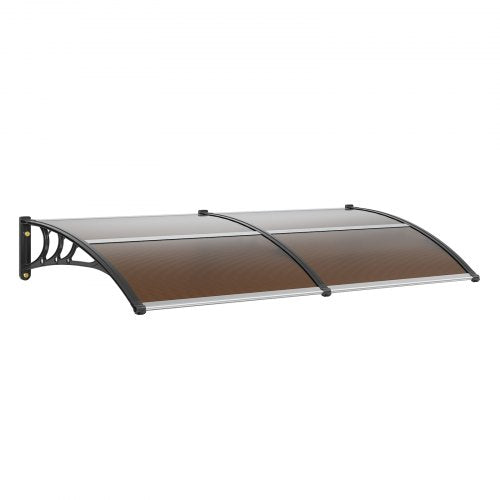 Brown polycarbonate awning canopy, 80x40 inches, for windows and doors.