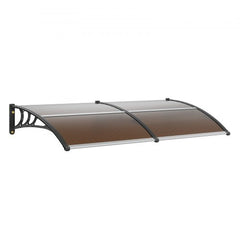 Brown polycarbonate awning canopy, 80x40 inches, for windows and doors.