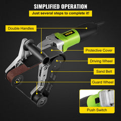 7-inch pipe tube polisher sander with 800W motor and 6-speed adjustable control.