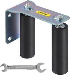 Bostome 6-inch black nylon sliding gate rollers mounted on an L-bracket with wrench.