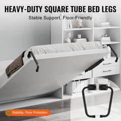 Bostome Twin Murphy Bed kit with black carbon steel hardware for DIY folding wall bed setup.