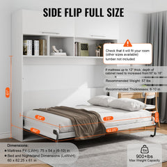 Full-size Murphy bed hardware kit with folding mechanism, dimensions 75x54 inches, 900 lb capacity.