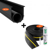 Bostome garage door threshold and bottom seal kit in black, 10 FT universal PVC design.