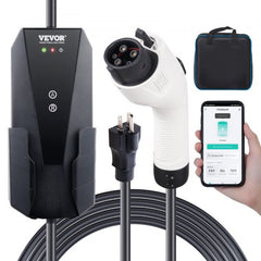 Bostome Level 1+2 Portable EV Charger with 28ft cable and dual plugs for versatile charging.