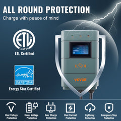 Bostome 48A Level 2 EV charger with NEMA14-50 plug, WiFi, and 24ft durable cable.