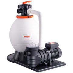 Bostome 1 HP sand filter pump with 16-inch filter and 3500 GPH flow for above-ground pools.