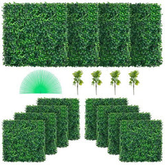 Bostome 12-Pack of 20x20" artificial boxwood panels with UV protection for privacy and greenery.