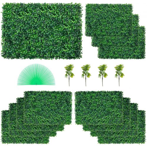 Bostome artificial boxwood hedge wall panels in green, UV-protected, 12-pack for outdoor use.
