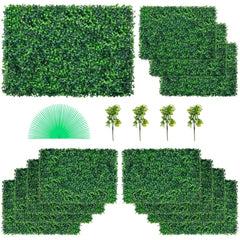 Bostome artificial boxwood hedge wall panels in a lush green design for outdoor privacy.