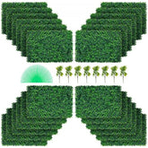 Bostome artificial boxwood hedge panels in a 24-pack, UV protected with dense green leaves.