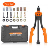 Bostome 14" rivet nut tool kit with 7 mandrels and 70 assorted rivet nuts in a carrying case.