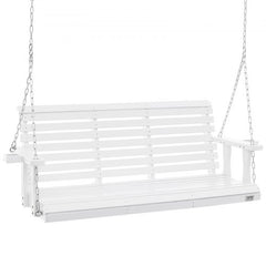 Bostome 5.5ft white fir wood porch swing with ergonomic backrest and integrated cup holders.