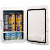 Black Vevor 10L mini fridge with dual cooling and warming modes, portable for car and home use.